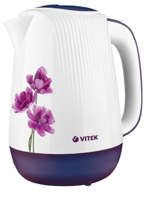 Изображение Электрический чайник VITEK VT-7061 MC (2200 Вт/1,7 л /пластик/белый, фиолетовый)