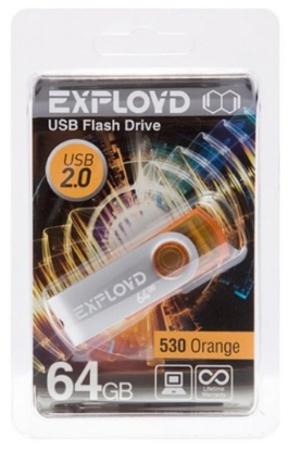 Изображение USB flash Exployd 530,(USB 2.0/64 Гб)-оранжевый ()