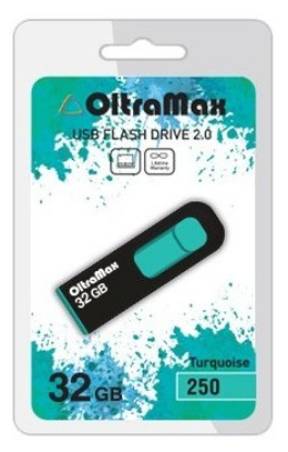 Изображение USB flash OltraMax 250,(USB 2.0/32 Гб)-бирюзовый, черный ()