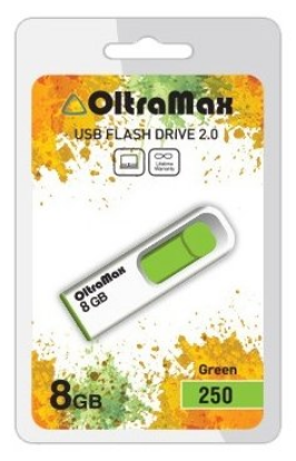 Изображение USB flash OltraMax 250,(USB 2.0/8 Гб)-белый, зеленый ()