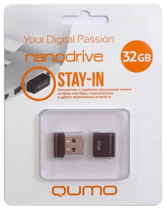 Изображение USB flash Qumo nanoDrive,(USB 2.0/32 Гб)-черный (QM32GUD-NANO-B)