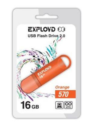 Изображение USB flash Exployd 570,(USB 2.0/16 Гб)-оранжевый ()