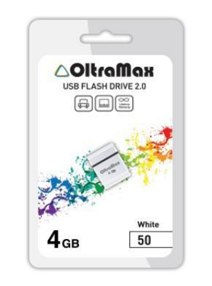 Изображение USB flash OltraMax 50,(USB 2.0/4 Гб)-белый ()