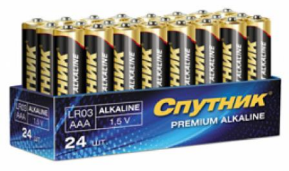 Изображение Батарейка Спутник LR03/4S PREMIUM ALKALINE (AAA (R03,286,LR03) 1,5 В  щелочная (алкалиновая))