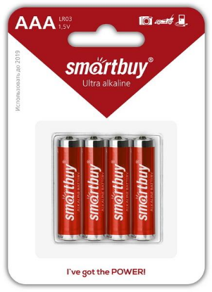 Изображение Батарейка SmartBuy LR03/4B (SBBA-3A04B) (AAA (R03,286,LR03) 1,5 В  щелочная (алкалиновая))