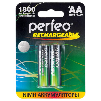 Изображение Аккумулятор Perfeo AA1800MAH-2BL (AA (R6,316,LR6) 1,2 В 1800 мА*час Ni-Mh)