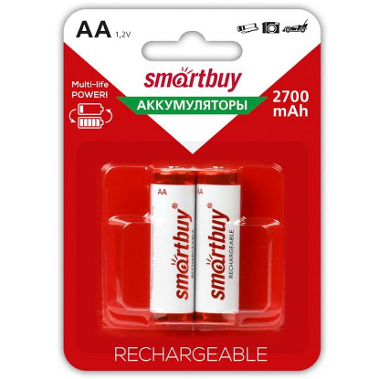 Изображение Аккумулятор SmartBuy AA/2BL (SBBR-2A02BL2700) (AA (R6,316,LR6) 1,2 В 2700 мА*час Ni-Mh)