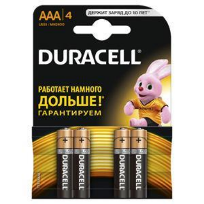 Изображение Батарейка DURACELL LR03-4BL BASIC CN 4шт/уп (AAA (R03,286,LR03) 1,5 В  щелочная (алкалиновая))