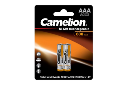 Изображение Аккумулятор Camelion NH-AAA600BP2 2шт/уп (AAA (R03,286,LR03) 1,2 В 600 мА*час Ni-Mh)