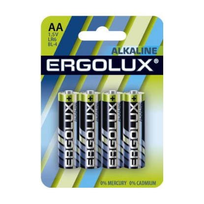 Изображение Батарейка Ergolux LR6 BL-4 (AA (R6,316,LR6) 1,5 В  щелочная (алкалиновая))