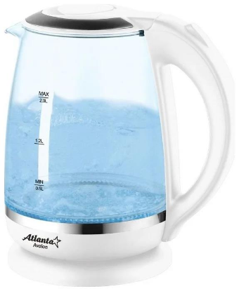 Изображение Электрический чайник Atlanta ATH-2471 (2200 Вт/2 л /стекло, пластик/белый)