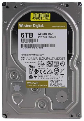 Изображение Жесткий диск 3.5" 6000 ГБ Western Digital Gold, 7200 rpm, 256 МБ