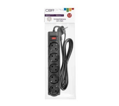 Изображение Сетевой фильтр CBR CSF 2505 PC 1,8 м, черный