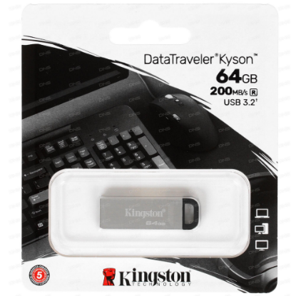 Изображение USB flash Kingston DataTraveler Kyson,(USB 3.2/64 Гб)-серебристый ()