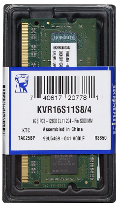 Изображение Оперативная память 4 GB DDR3 Kingston KVR16S11S8/4WP (12800 МБ/с, 1600 МГц, CL11)