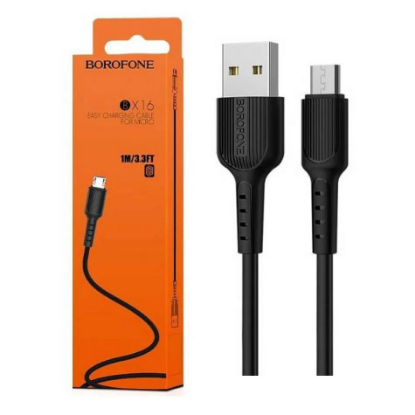 Изображение Кабель соединительный BOROFONE BX16 USB 2.0 A Micro USB 2.0 B черный 1 м