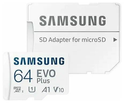 Изображение Карта памяти Samsung MicroSDXC EVO Plus Class 10 64 Гб адаптер на SD MB-MC64KA/RU