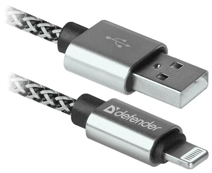 Изображение Кабель соединительный Defender ACH01-03T PRO USB 2.0 A Lightning 8P белый 1 м