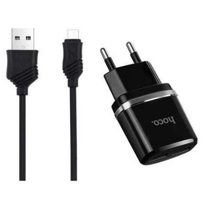 Изображение Сетевое зарядное устройство Hoco C12 MICRO USB черный