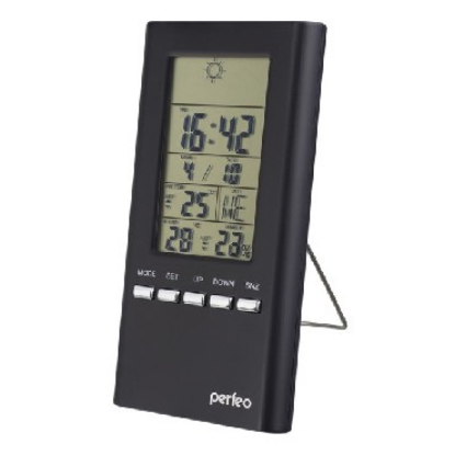 Изображение PERFEO PF-A4599 METEO часы-метеостанция (время/темп./датчик ул. темп./влажность) черный