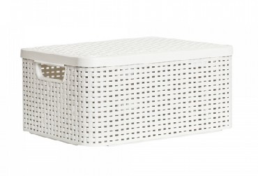 Изображение CURVER 03618-885 RATTAN STYLE BOX M корзина с крышкой кремовая