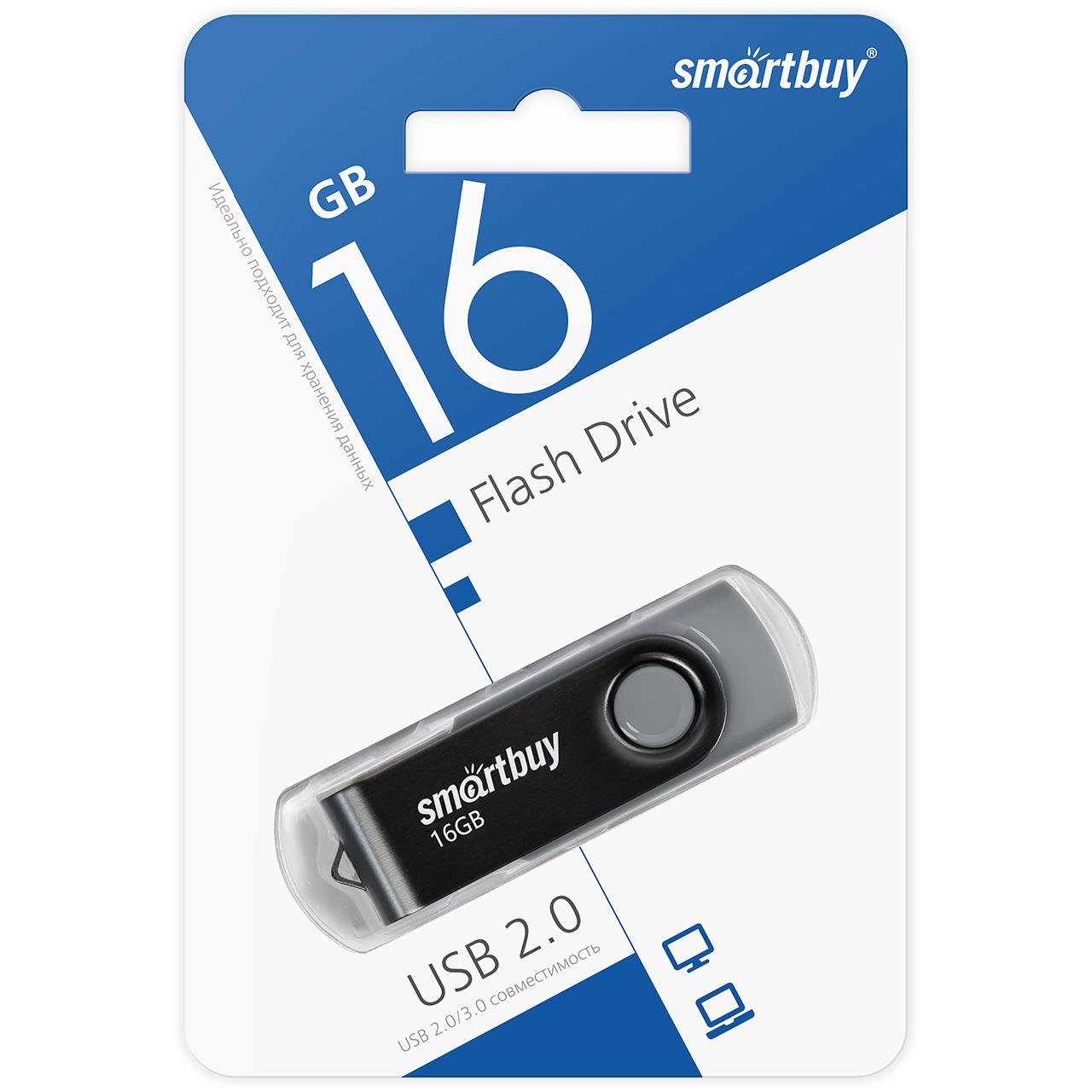 Изображение USB flash SmartBuy Twist,(USB 2.0/16 Гб)-черный (SB016GB2TWK)