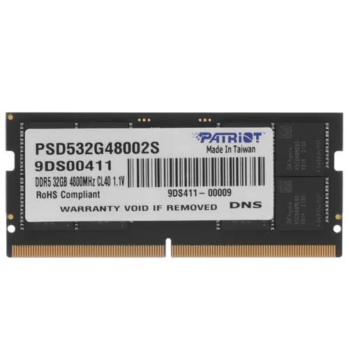 Изображение Оперативная память 1x32 GB DDR5 Patriot PSD532G48002S (38400 Мб/с, 4800 МГц, CL40)