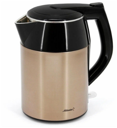 Изображение Электрический чайник Atlanta ATH-2446 (1800 Вт/1,8 л /металл, пластик/бежевый, черный)