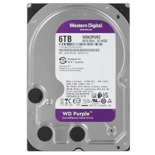 Изображение Жесткий диск 3.5" 6000 ГБ Western Digital Purple Surveillance, 5400 rpm, 256 МБ