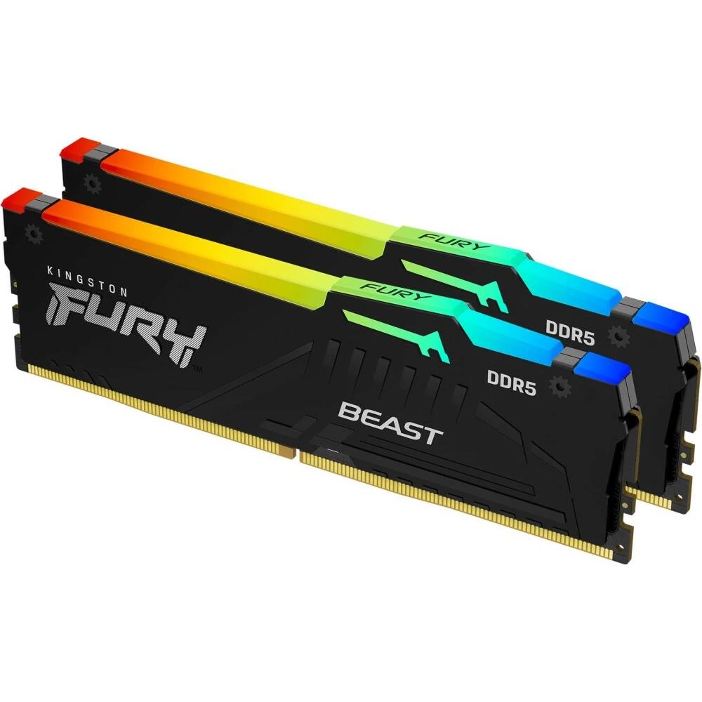 Изображение Оперативная память 2х8 GB DDR5 Kingston Fury Beast Black RGB (44800 Мб/с, 5600 МГц, CL40)