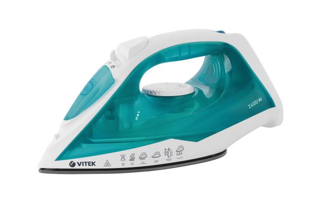 Изображение Утюг VITEK VT-8336 MC (2400 Вт/белый, бирюзовый)