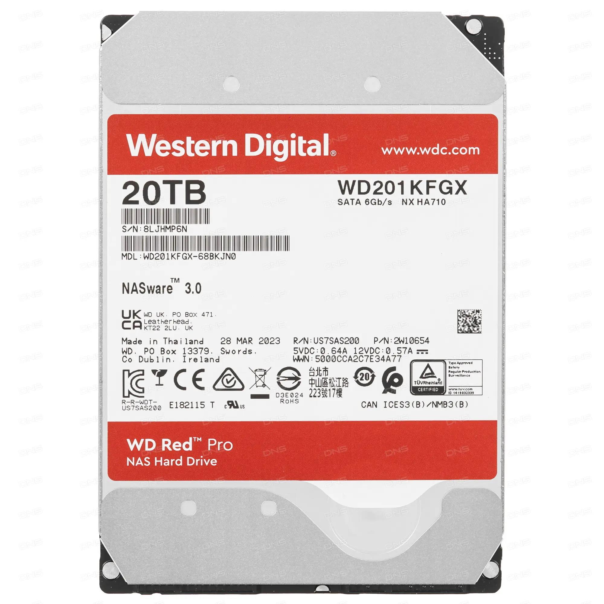 Изображение Жесткий диск 3.5" 20000 Гб Western Digital WD Red Pro, 7200 rpm, 512 МБ