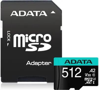 Изображение Карта памяти ADATA MicroSDXC Premier Pro Class 10 512 Гб адаптер на SD AUSDX512GUI3V30SA2-RA1