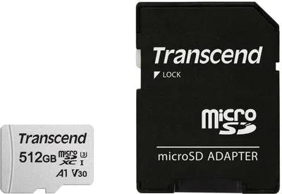 Изображение Карта памяти Transcend MicroSDXC 300S Class 10 512 Гб адаптер на SD TS512GUSD300S-A