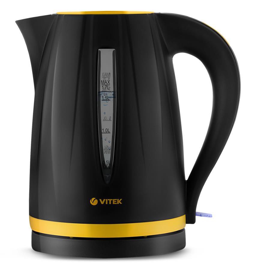 Изображение Электрический чайник VITEK VT-1168 BK (2200 Вт/1,7 л /пластик/желтый, черный)