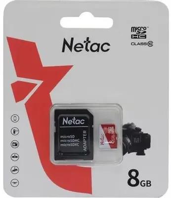 Изображение Карта памяти NETAC MicroSDHC P500 Eco Class 10 8 Гб адаптер на SD NT02P500ECO-008G-R